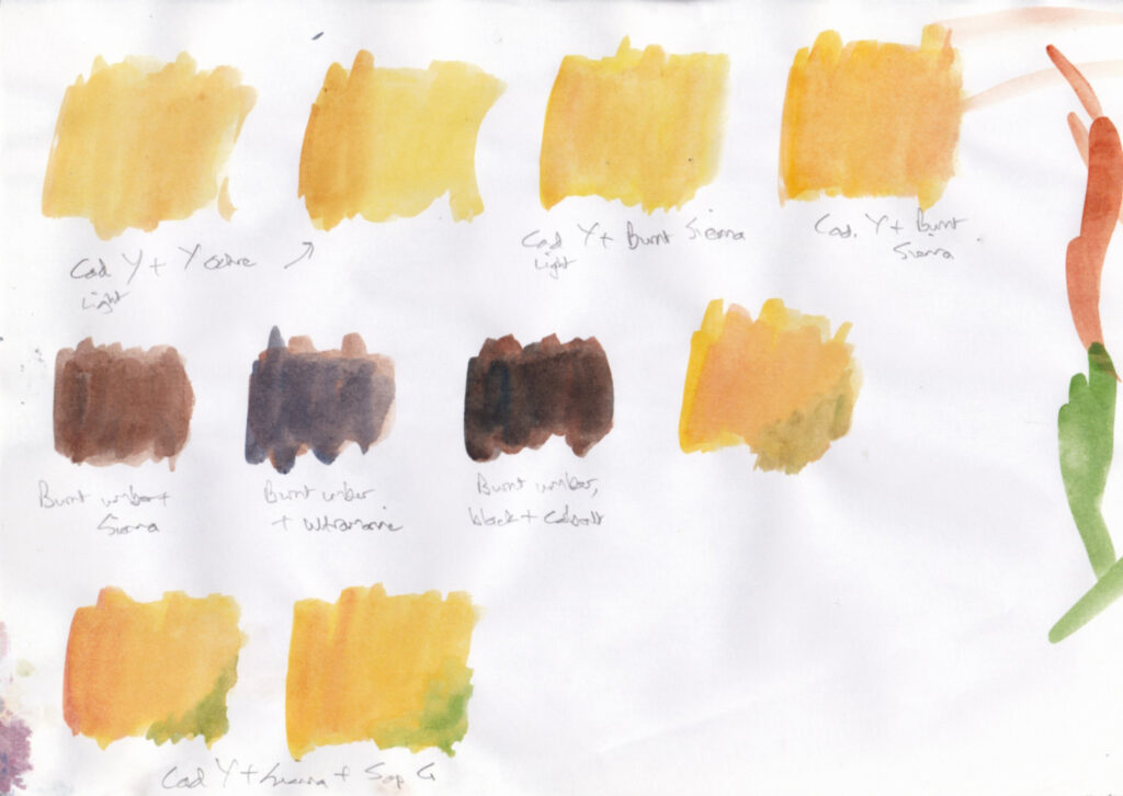 Swatches of yellow and green