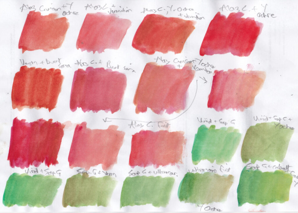 Red and green swatches